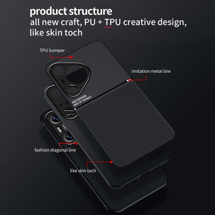 For Huawei Pura 70 Ultra Classic Tilt Strip Grain Magnetic PC Hybrid TPU Phone Case