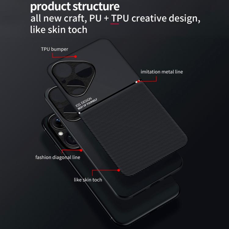 For Huawei Pura 80 5G Classic Tilt Strip Grain Magnetic PC Hybrid TPU Phone Case