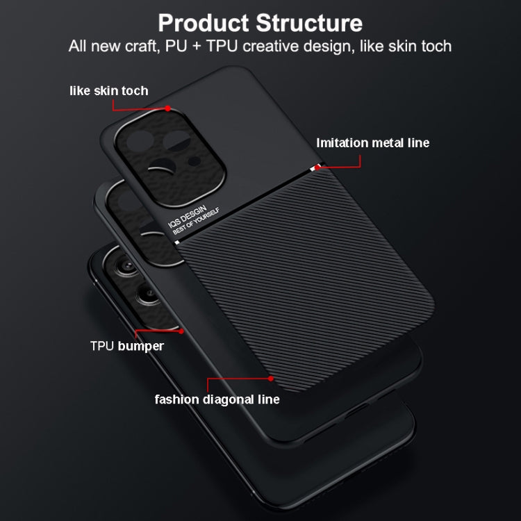 For Honor 200 Lite Global Classic Tilt Strip Grain Magnetic PC Hybrid TPU Phone Case