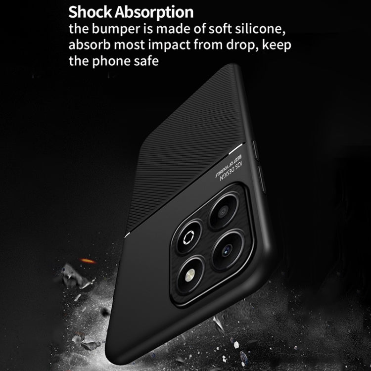 For Honor X6b Classic Tilt Strip Grain Magnetic PC Hybrid TPU Phone Case