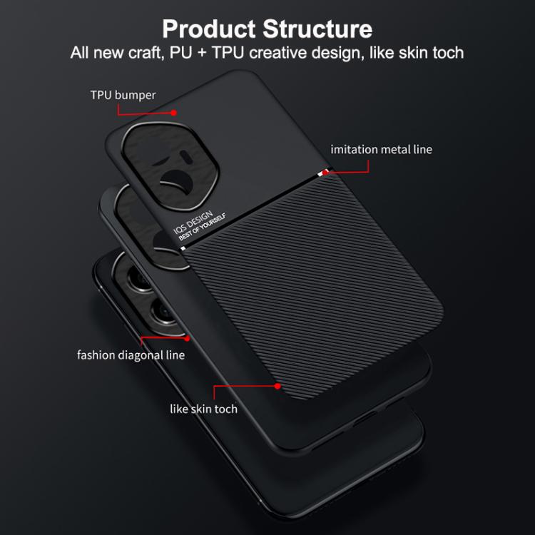 For Honor 300 Classic Tilt Strip Grain Magnetic PC Hybrid TPU Phone Case