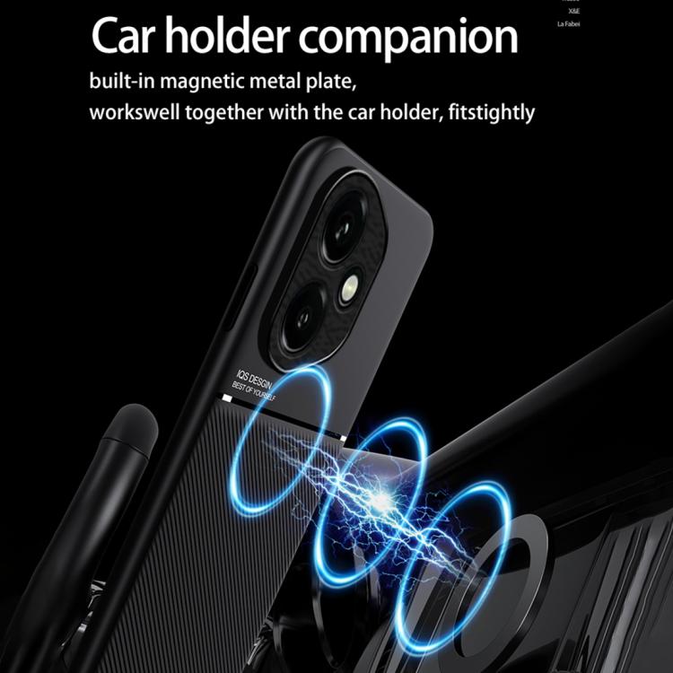 For Honor 400 Global 156.5mm Classic Tilt Strip Grain Magnetic PC Hybrid TPU Phone Case