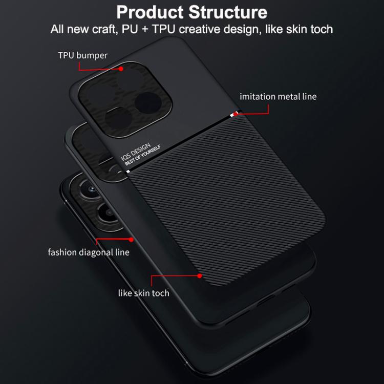 For Honor X6c 4G Classic Tilt Strip Grain Magnetic PC Hybrid TPU Phone Case