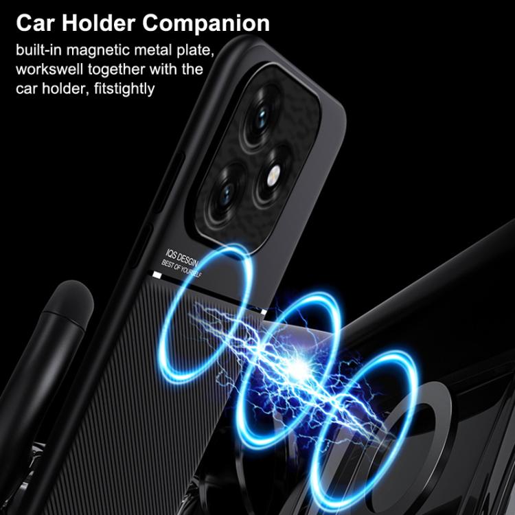 For Honor X5c 4G / X5c Plus Classic Tilt Strip Grain Magnetic PC Hybrid TPU Phone Case