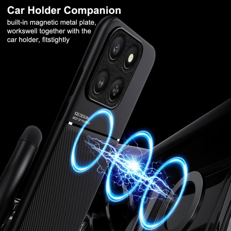 For Honor 400 Smart / X7d 4G / 5G Classic Tilt Strip Grain Magnetic PC Hybrid TPU Phone Case