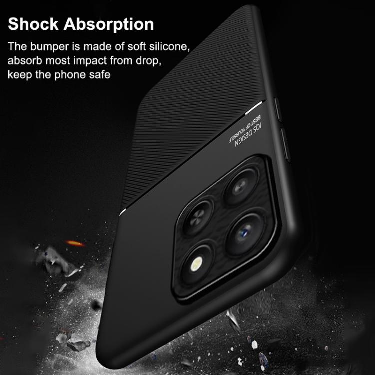 For Honor 400 Smart / X7d 4G / 5G Classic Tilt Strip Grain Magnetic PC Hybrid TPU Phone Case