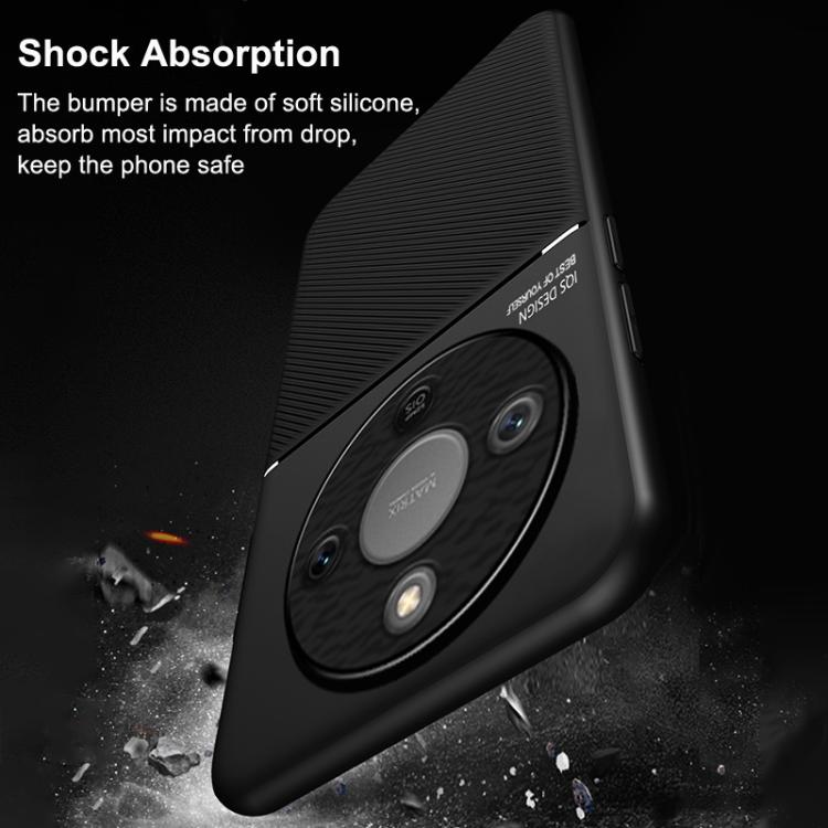 For Honor X70 5G / X9d 5G Classic Tilt Strip Grain Magnetic PC Hybrid TPU Phone Case
