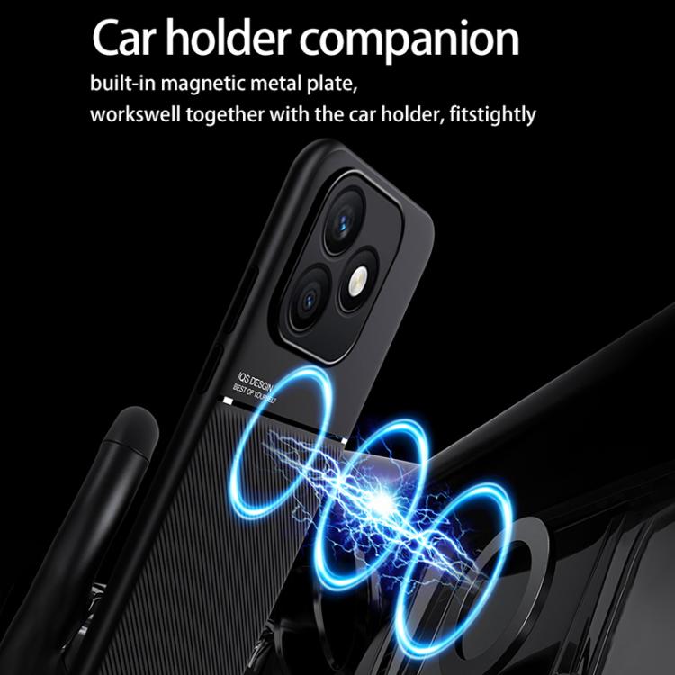 For Honor X8d 4G Classic Tilt Strip Grain Magnetic PC Hybrid TPU Phone Case