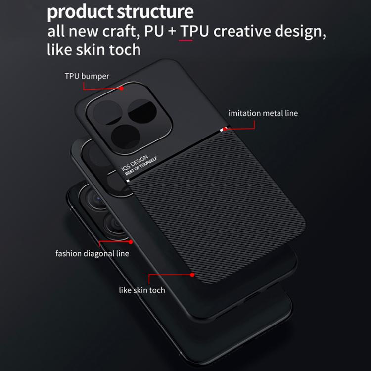 For Honor 600 Lite Global Classic Tilt Strip Grain Magnetic PC Hybrid TPU Phone Case