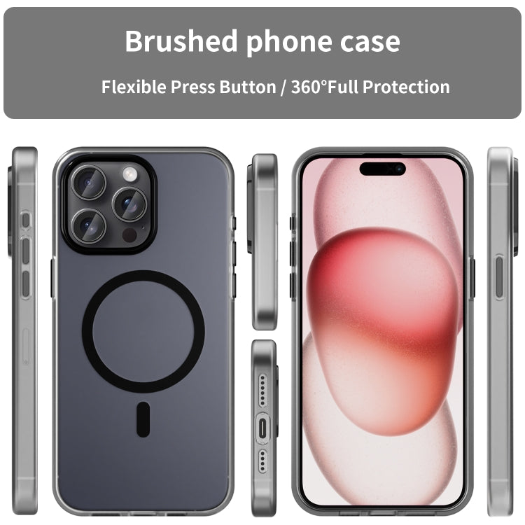 For iPhone 15 Pro Max MagSafe Frosted Translucent TPU + PC Full Coverage Phone Case
