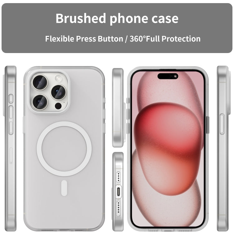 For iPhone 15 Pro Max MagSafe Frosted Translucent TPU + PC Full Coverage Phone Case