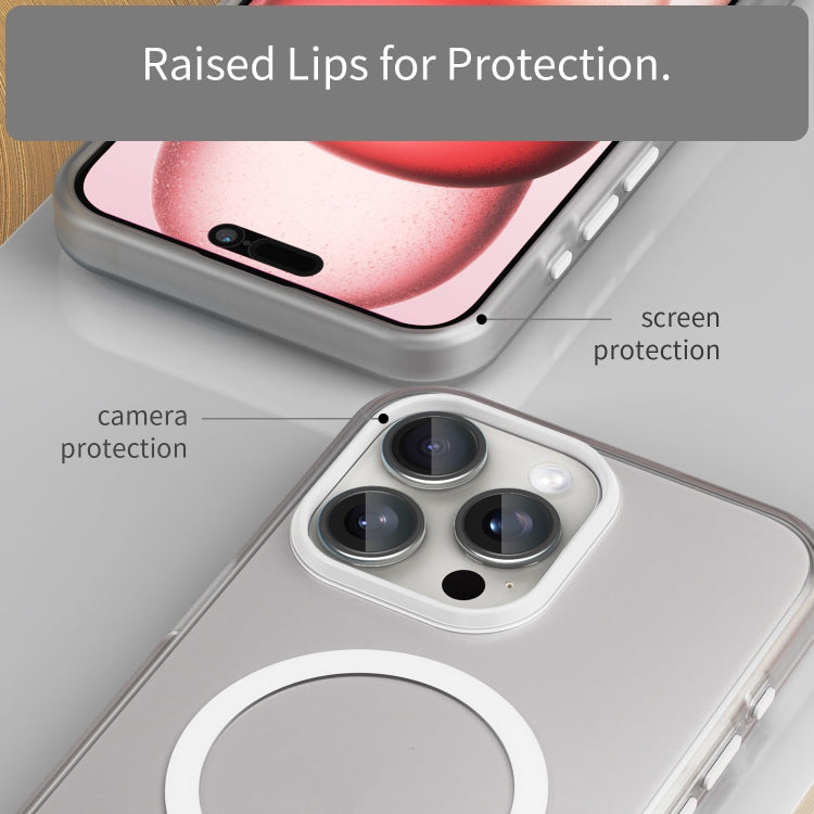 For iPhone 15 Pro Max MagSafe Frosted Translucent TPU + PC Full Coverage Phone Case