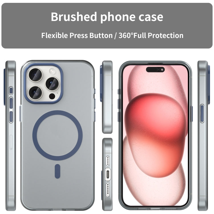 For iPhone 15 Pro Max MagSafe Frosted Translucent TPU + PC Full Coverage Phone Case