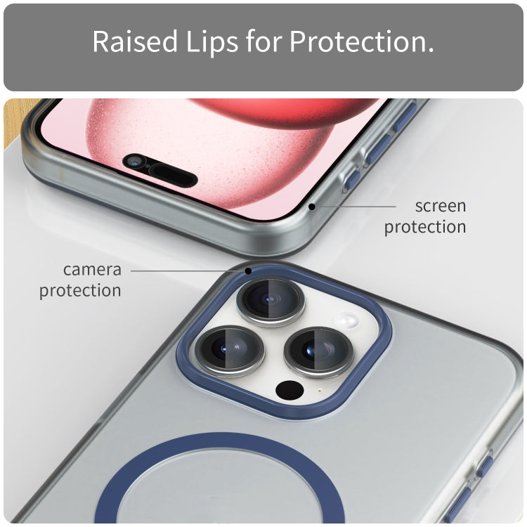 For iPhone 15 Pro Max MagSafe Frosted Translucent TPU + PC Full Coverage Phone Case