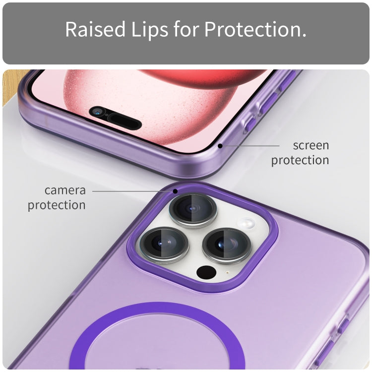 For iPhone 15 Pro Max MagSafe Frosted Translucent TPU + PC Full Coverage Phone Case