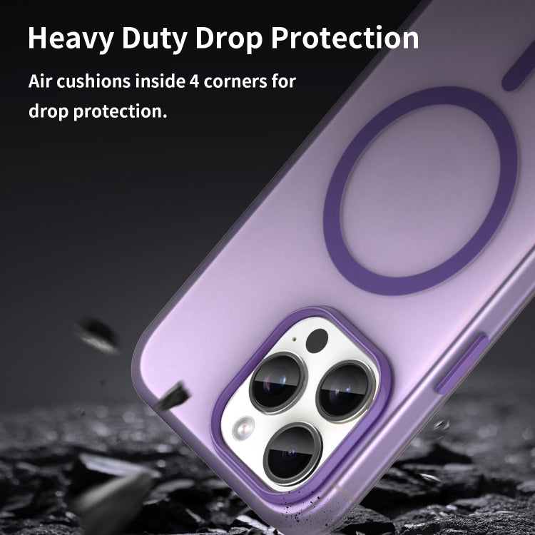 For iPhone 15 Pro Max MagSafe Frosted Translucent TPU + PC Full Coverage Phone Case