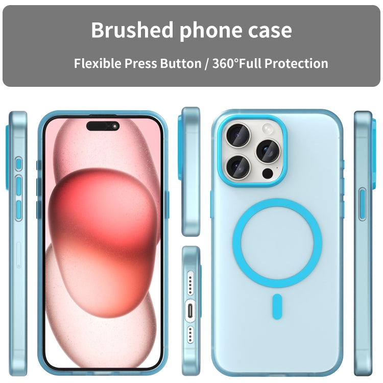 For iPhone 15 Pro Max MagSafe Frosted Translucent TPU + PC Full Coverage Phone Case