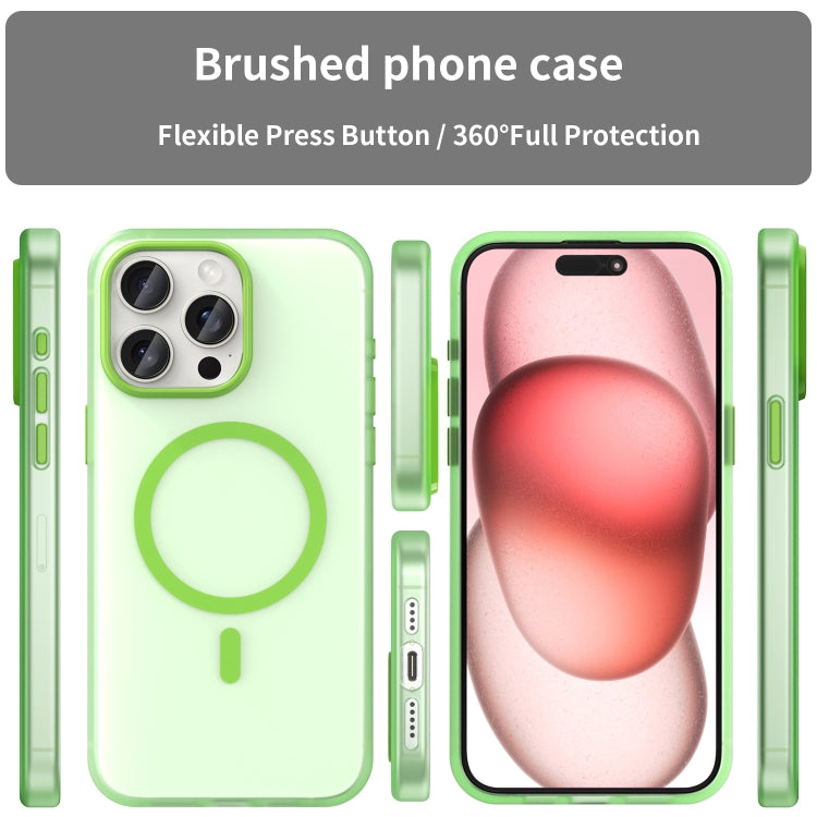 For iPhone 15 Pro Max MagSafe Frosted Translucent TPU + PC Full Coverage Phone Case
