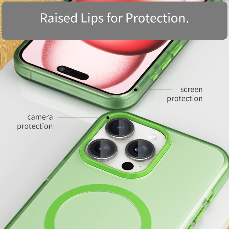 For iPhone 15 Pro Max MagSafe Frosted Translucent TPU + PC Full Coverage Phone Case