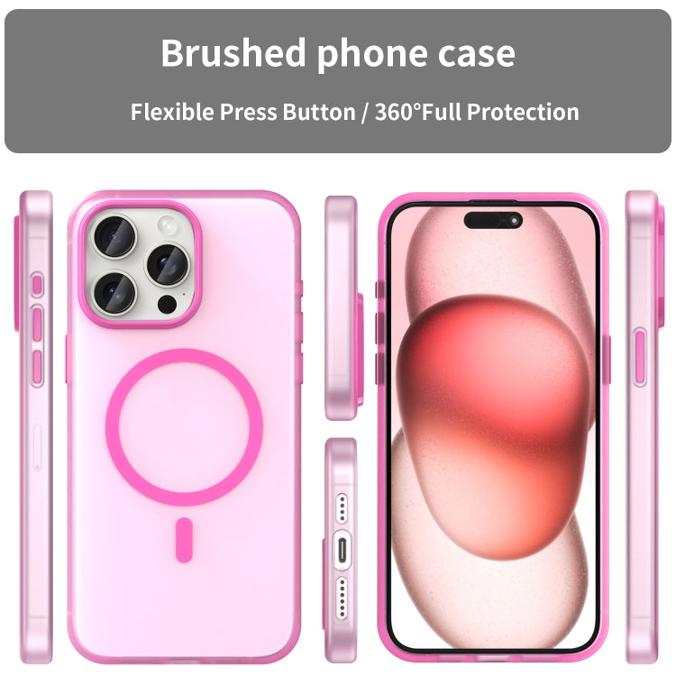 For iPhone 15 Pro Max MagSafe Frosted Translucent TPU + PC Full Coverage Phone Case