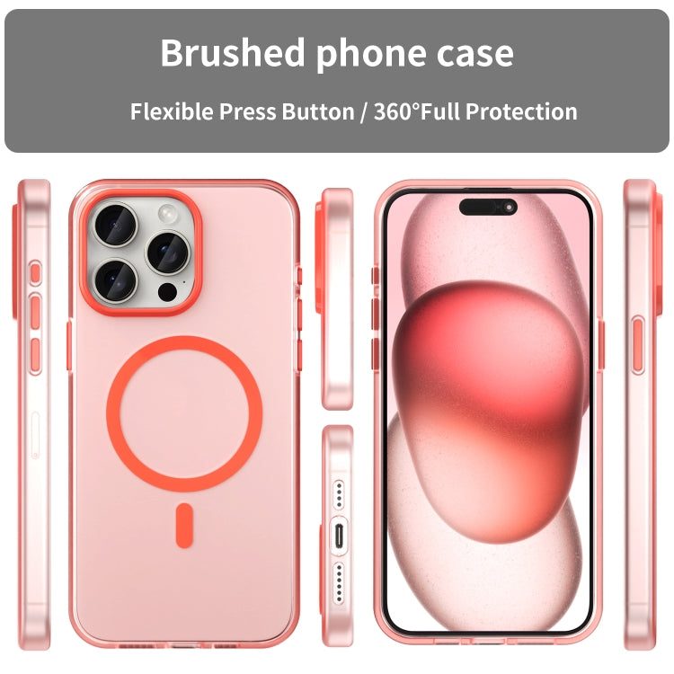 For iPhone 15 Pro Max MagSafe Frosted Translucent TPU + PC Full Coverage Phone Case