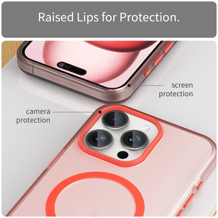 For iPhone 15 Pro Max MagSafe Frosted Translucent TPU + PC Full Coverage Phone Case