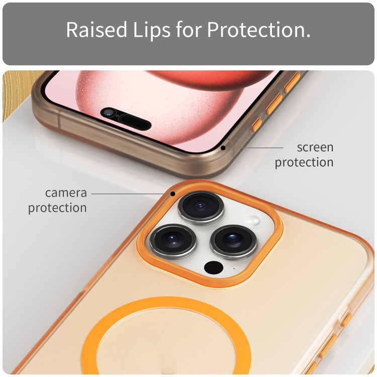 For iPhone 15 Pro Max MagSafe Frosted Translucent TPU + PC Full Coverage Phone Case