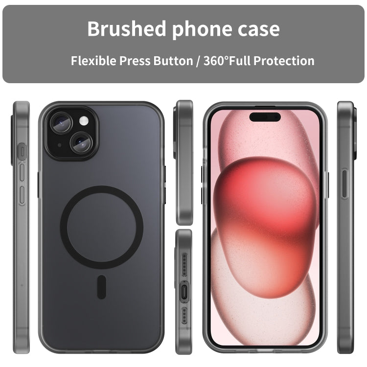 For iPhone 15 Plus MagSafe Frosted Translucent TPU + PC Full Coverage Phone Case