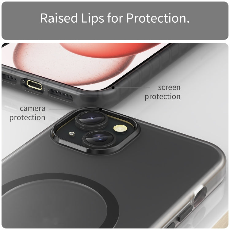 For iPhone 15 Plus MagSafe Frosted Translucent TPU + PC Full Coverage Phone Case