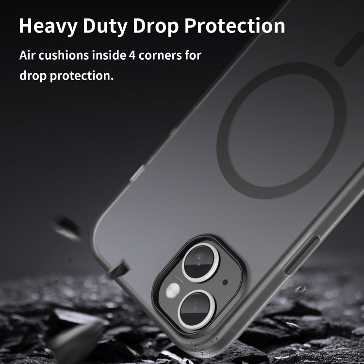 For iPhone 15 Plus MagSafe Frosted Translucent TPU + PC Full Coverage Phone Case