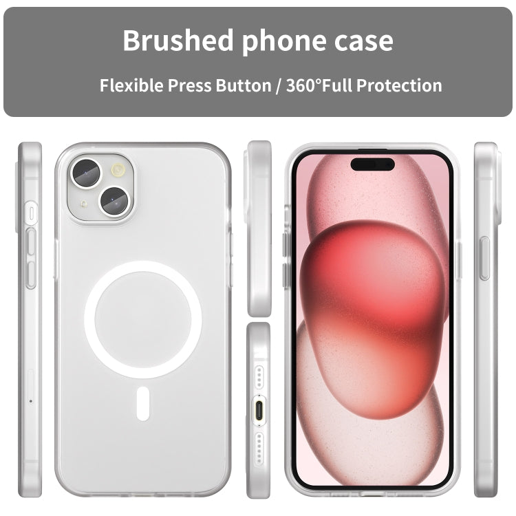 For iPhone 15 Plus MagSafe Frosted Translucent TPU + PC Full Coverage Phone Case