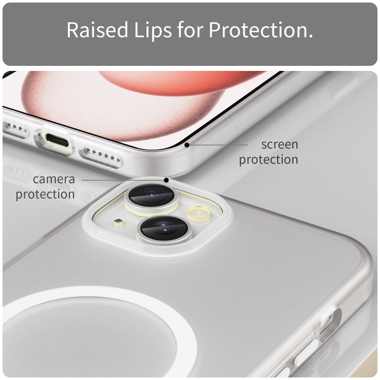 For iPhone 15 Plus MagSafe Frosted Translucent TPU + PC Full Coverage Phone Case