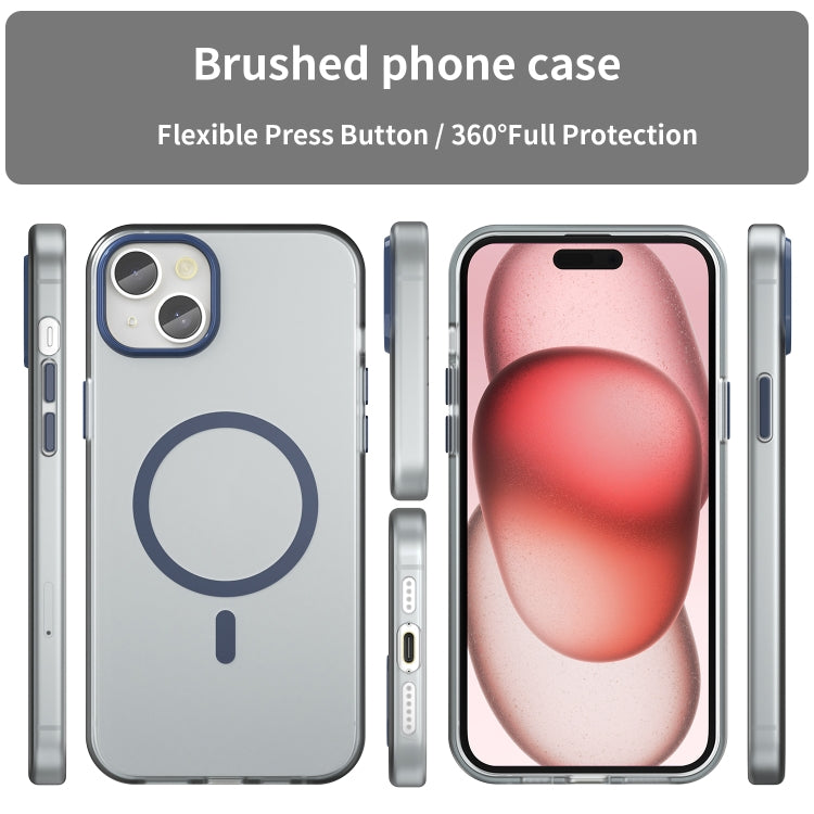 For iPhone 15 Plus MagSafe Frosted Translucent TPU + PC Full Coverage Phone Case