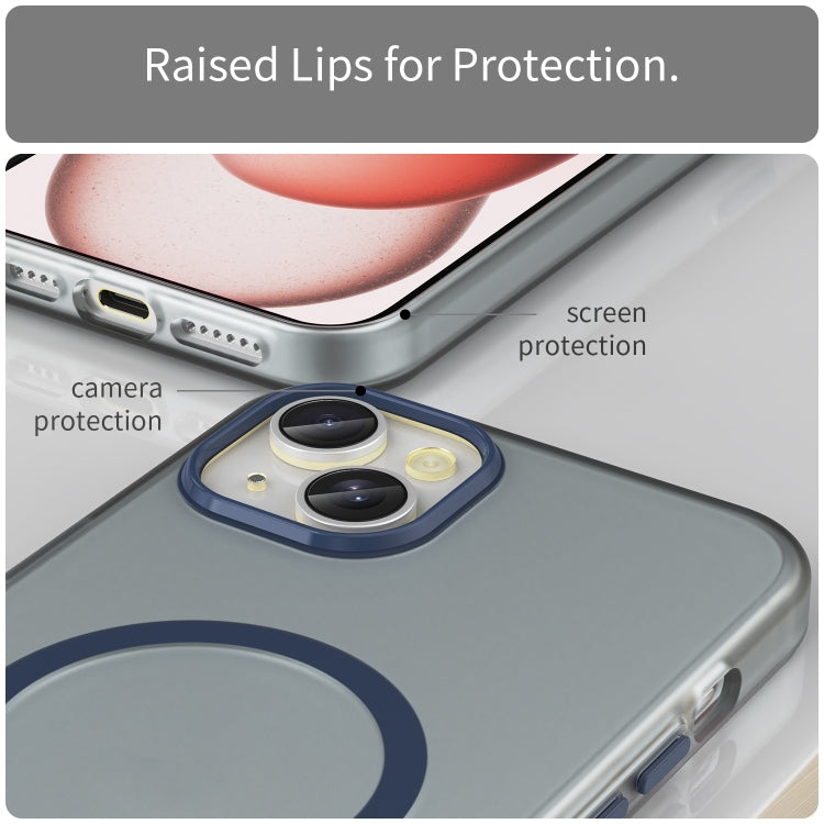 For iPhone 15 Plus MagSafe Frosted Translucent TPU + PC Full Coverage Phone Case