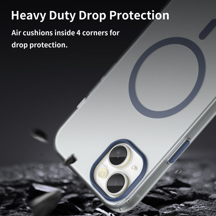 For iPhone 15 Plus MagSafe Frosted Translucent TPU + PC Full Coverage Phone Case