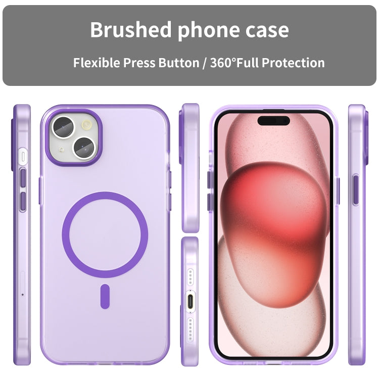 For iPhone 15 Plus MagSafe Frosted Translucent TPU + PC Full Coverage Phone Case