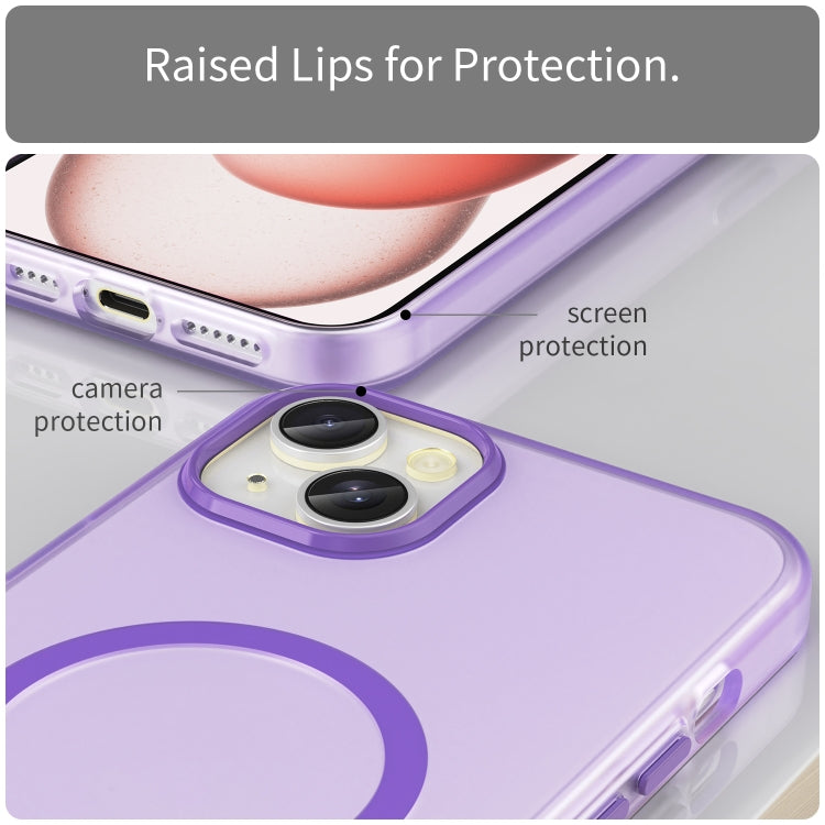 For iPhone 15 Plus MagSafe Frosted Translucent TPU + PC Full Coverage Phone Case