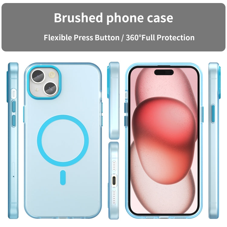 For iPhone 15 Plus MagSafe Frosted Translucent TPU + PC Full Coverage Phone Case