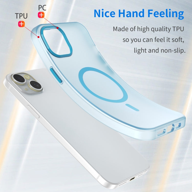 For iPhone 15 Plus MagSafe Frosted Translucent TPU + PC Full Coverage Phone Case