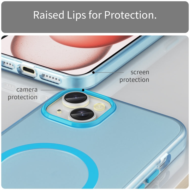 For iPhone 15 Plus MagSafe Frosted Translucent TPU + PC Full Coverage Phone Case