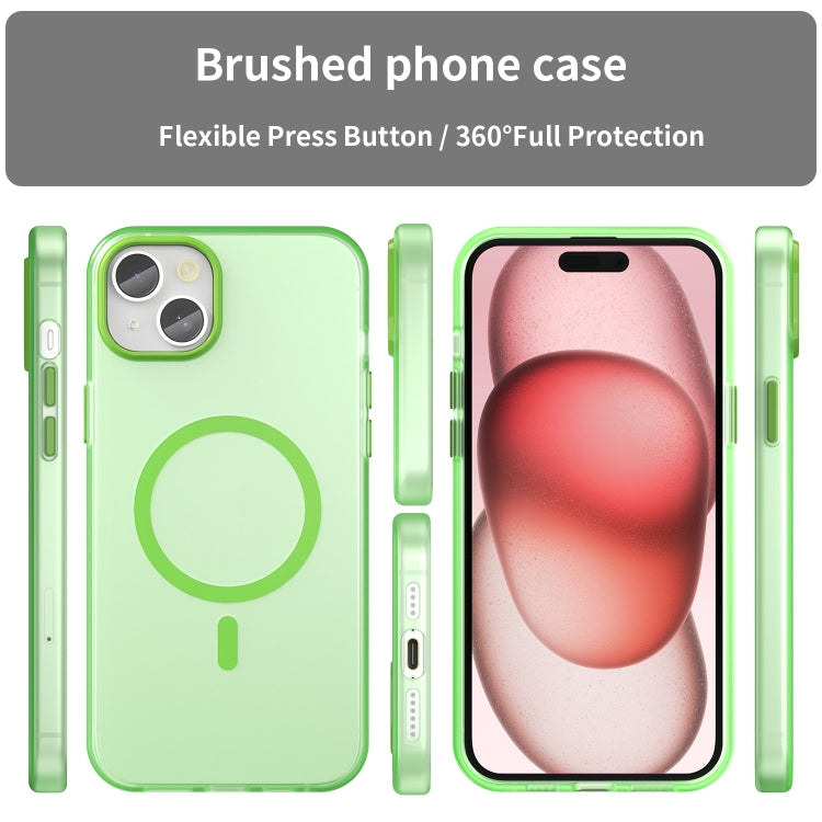 For iPhone 15 Plus MagSafe Frosted Translucent TPU + PC Full Coverage Phone Case