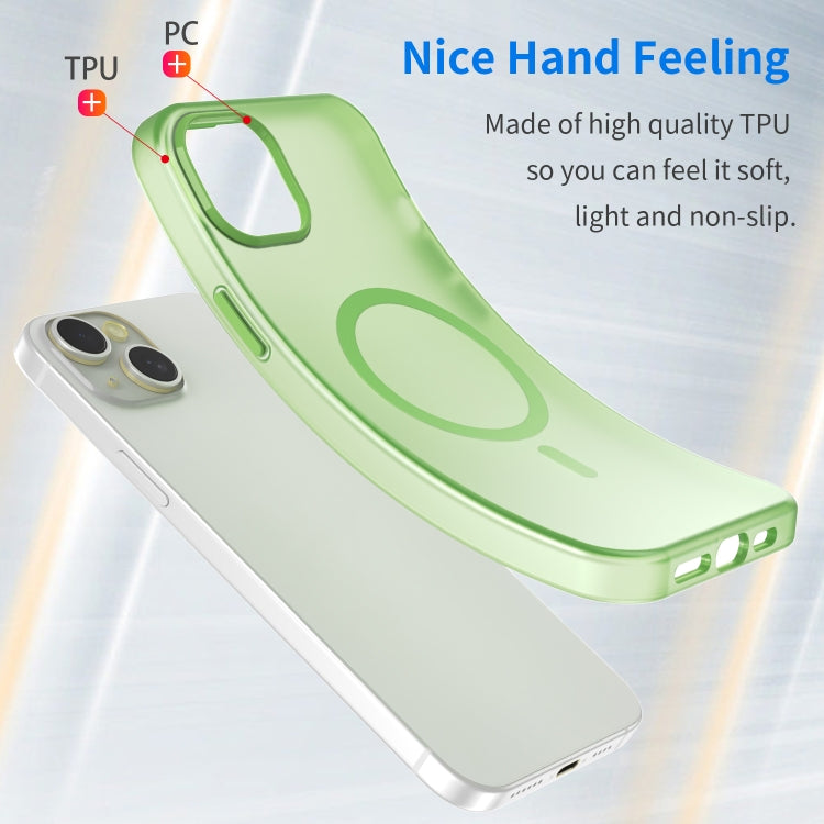 For iPhone 15 Plus MagSafe Frosted Translucent TPU + PC Full Coverage Phone Case