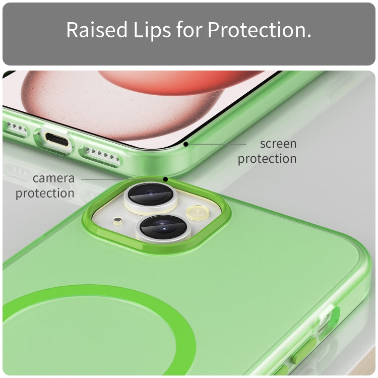 For iPhone 15 Plus MagSafe Frosted Translucent TPU + PC Full Coverage Phone Case