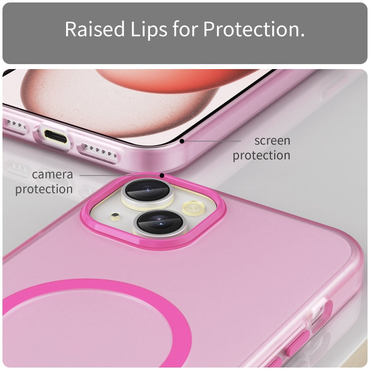 For iPhone 15 Plus MagSafe Frosted Translucent TPU + PC Full Coverage Phone Case