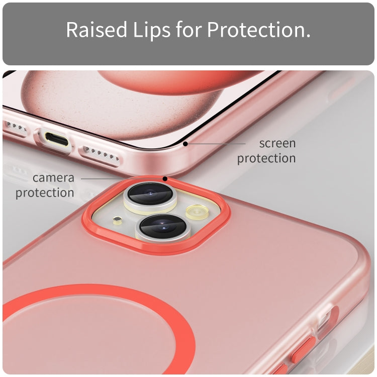 For iPhone 15 Plus MagSafe Frosted Translucent TPU + PC Full Coverage Phone Case