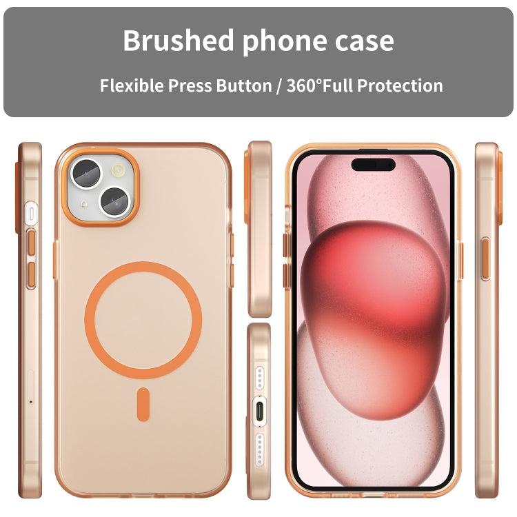 For iPhone 15 Plus MagSafe Frosted Translucent TPU + PC Full Coverage Phone Case