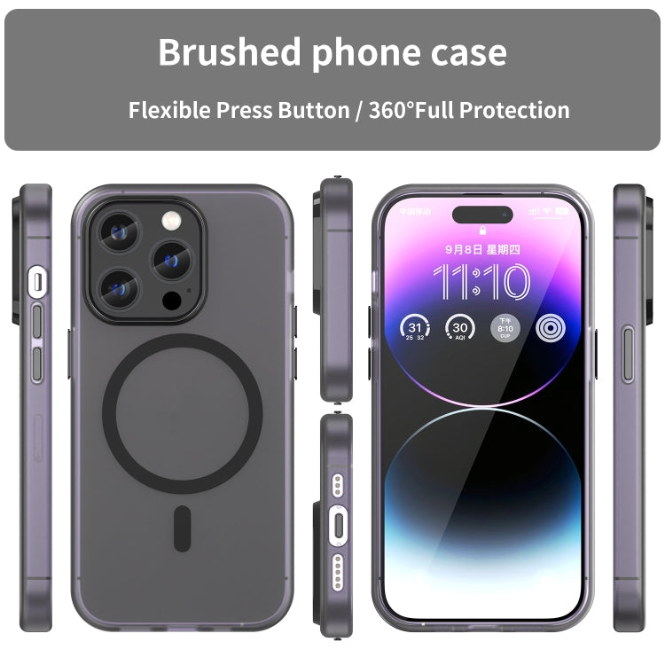 For iPhone 14 Pro Max MagSafe Frosted Translucent TPU + PC Full Coverage Phone Case