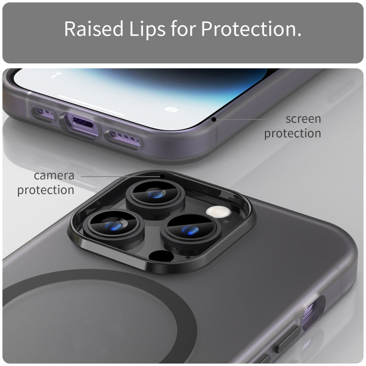 For iPhone 14 Pro Max MagSafe Frosted Translucent TPU + PC Full Coverage Phone Case