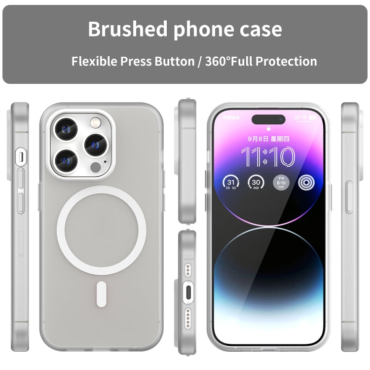 For iPhone 14 Pro Max MagSafe Frosted Translucent TPU + PC Full Coverage Phone Case