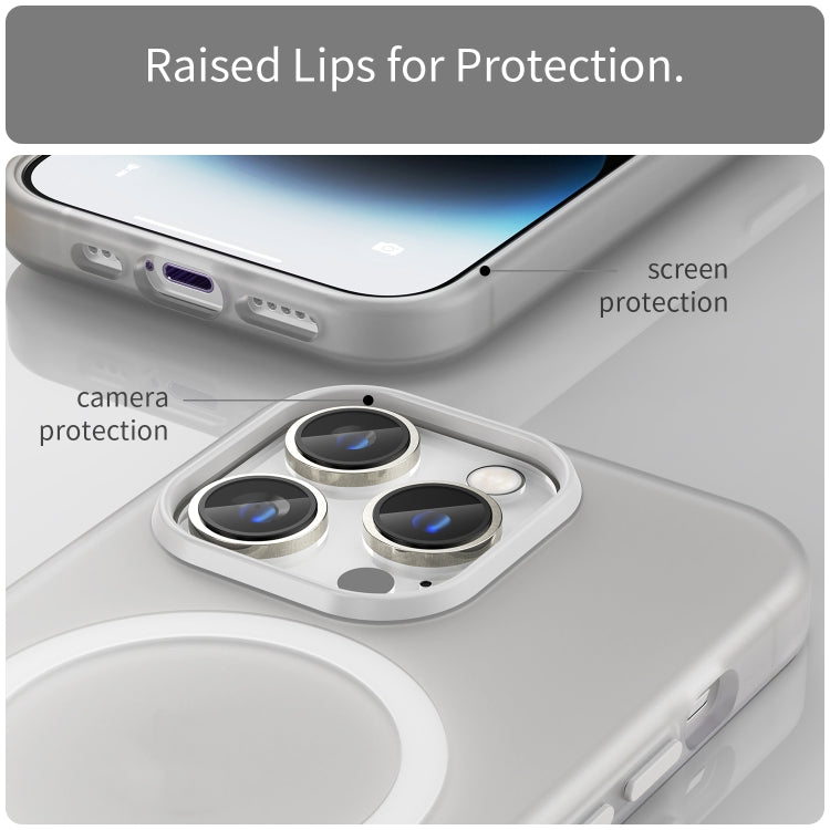 For iPhone 14 Pro Max MagSafe Frosted Translucent TPU + PC Full Coverage Phone Case